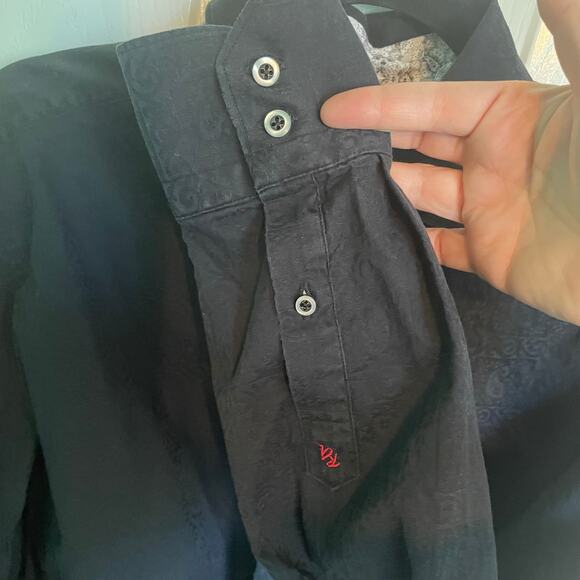 Robert Graham Black Paisley Long Sleeve Button Down Cotton Men's Shirt Medium - Picture 5 of 10